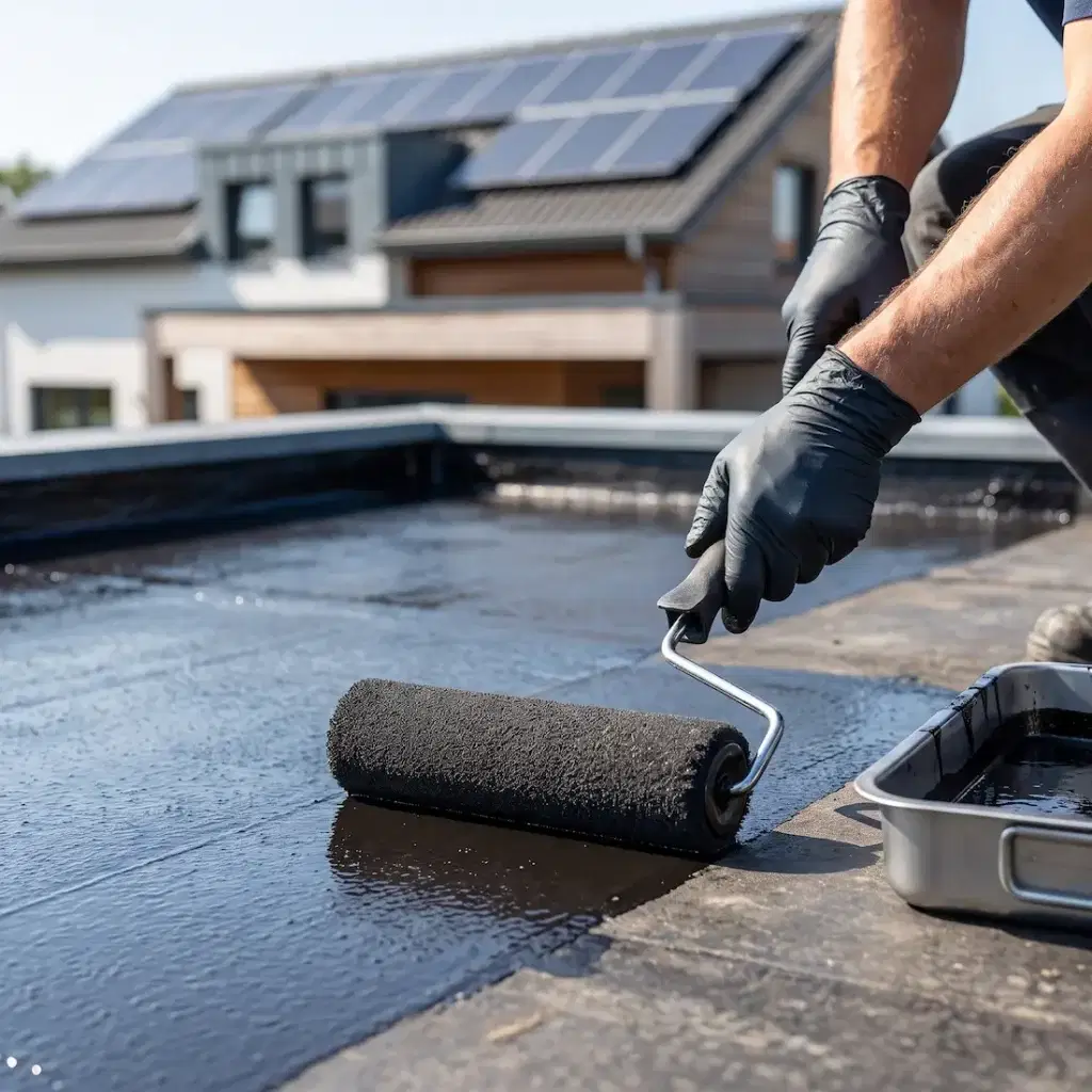 House Painters in Porirua: Expert Painting Services Porirua 9 Professional coating being applied on a flat roof.