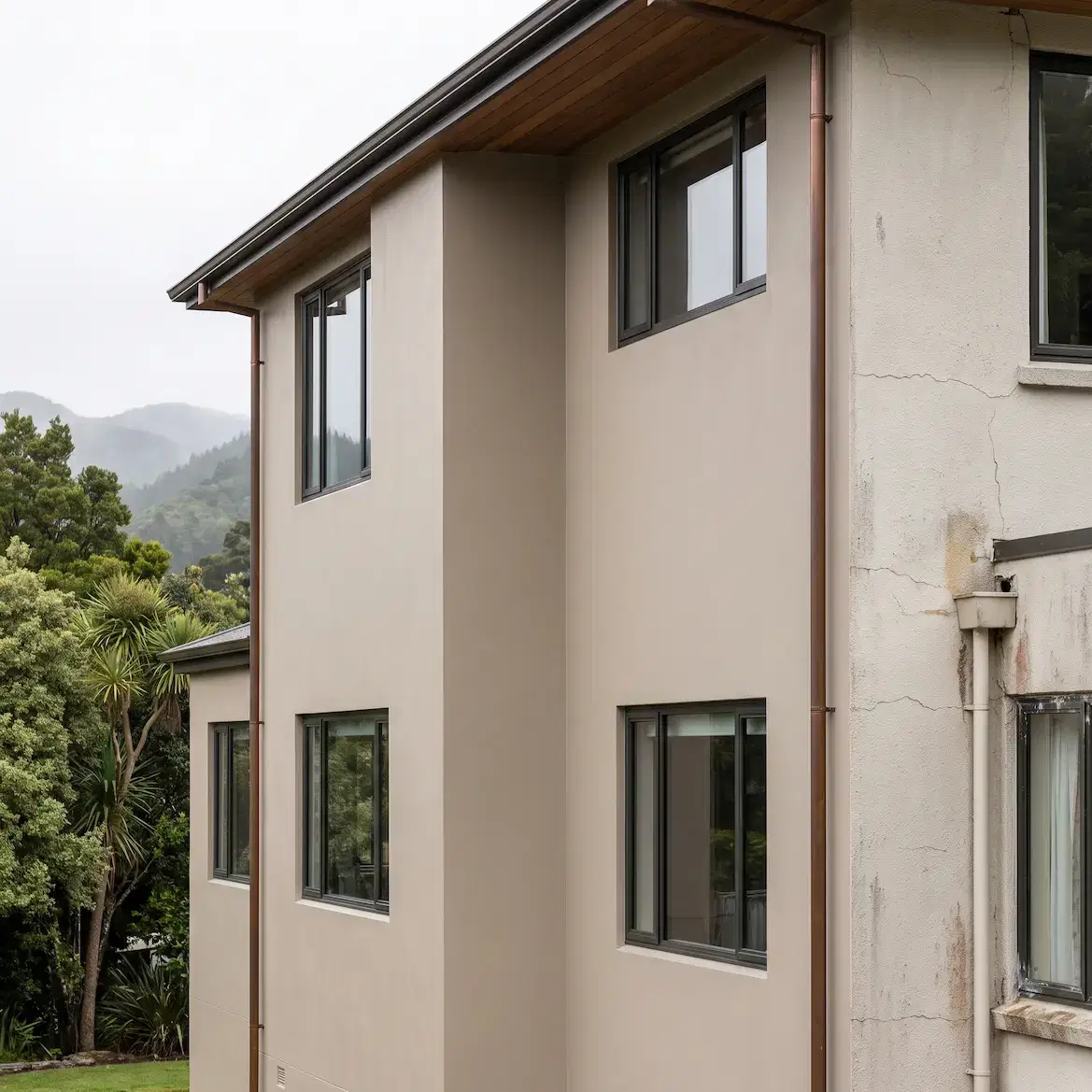 House Painters in Upper Hutt: Best House Painting Services 4 Freshly coated exterior walls of a modern home, with smooth protective coating
