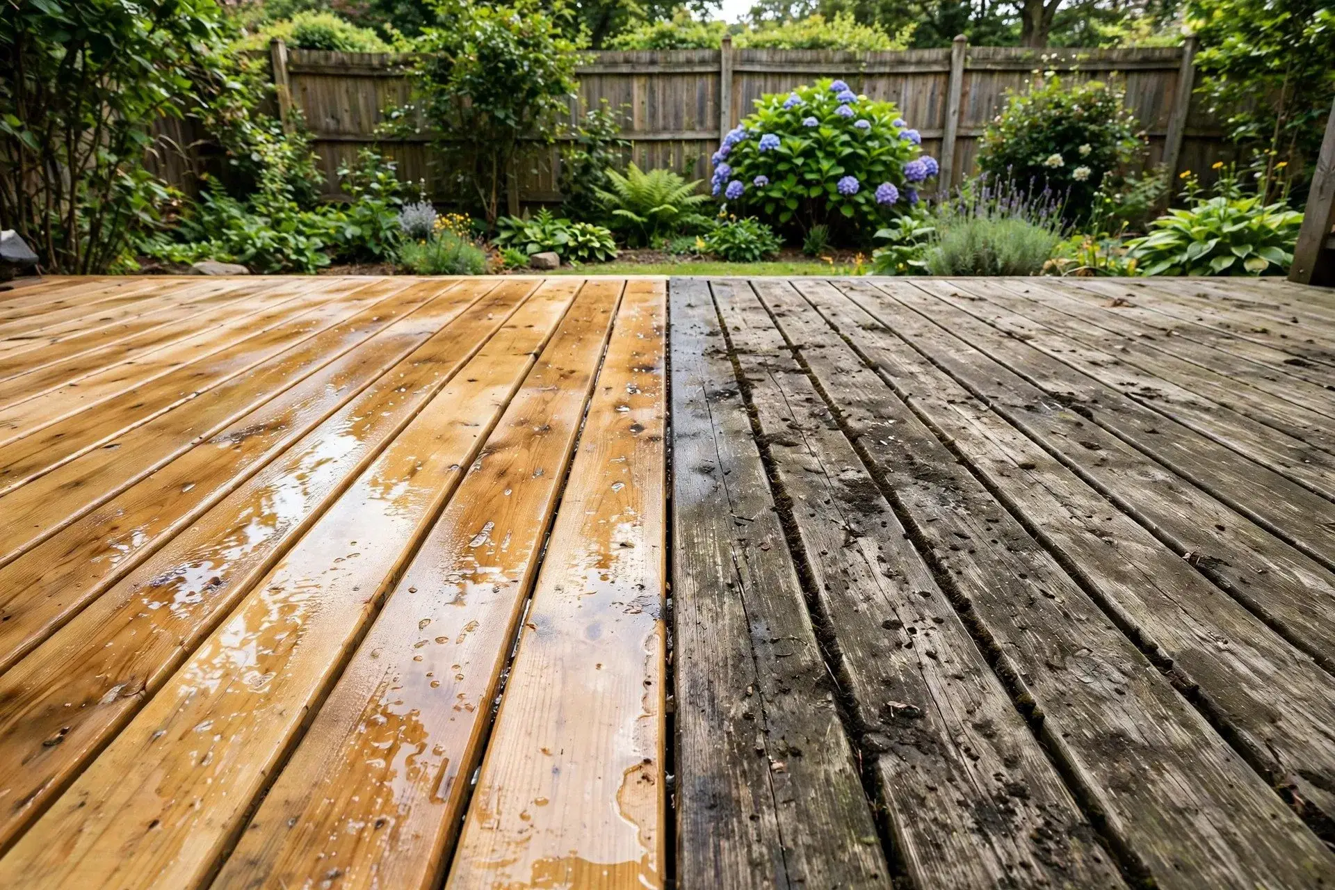 House Painters in Camborne: Best Local Painting Contractors 5 Pressure washing Camborne - deck half pressure washed