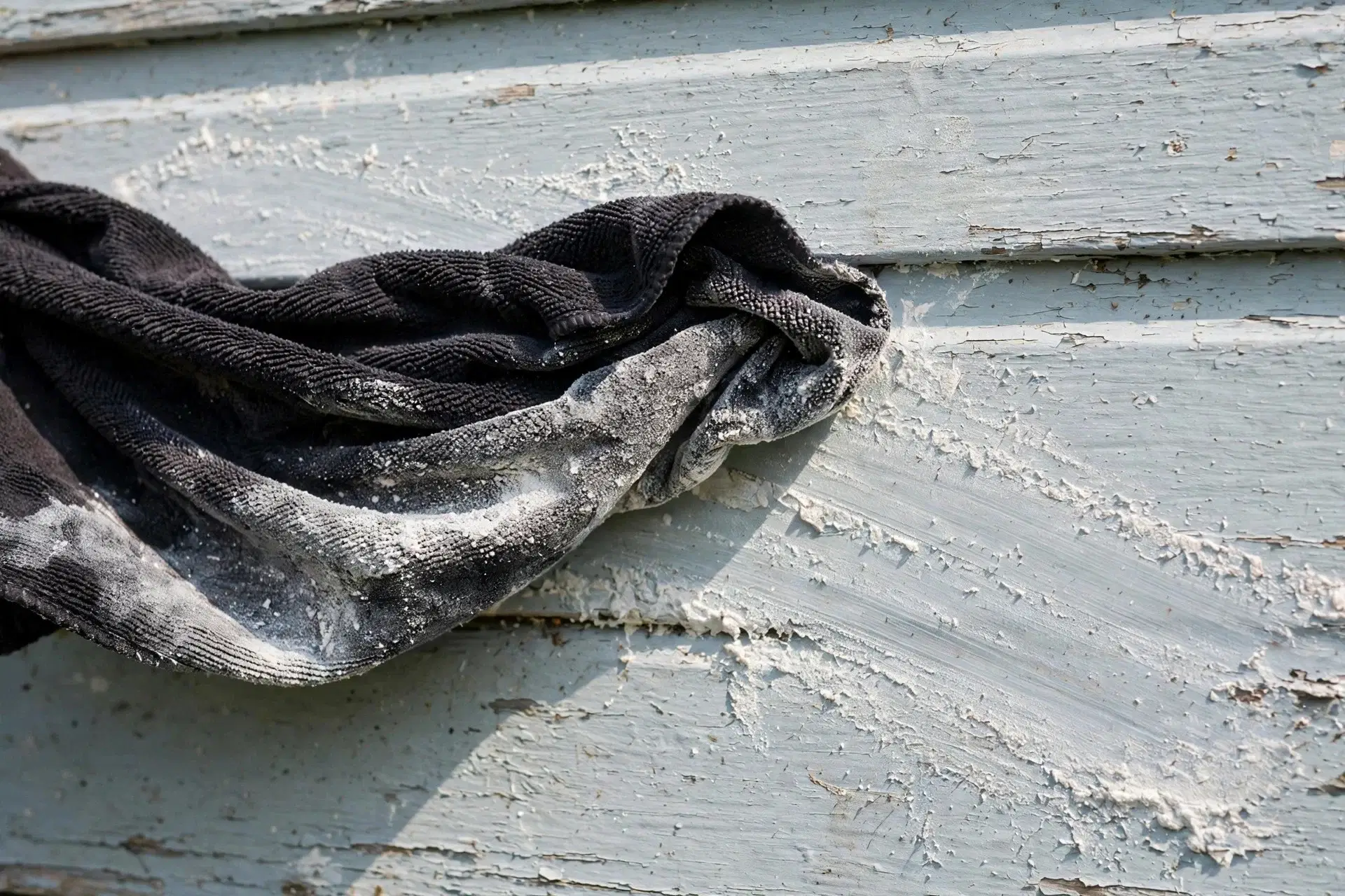 5 Signs Your House Exterior Needs Repainting in NZ 2 Chalking paint test - white powder residue on weatherboard NZ